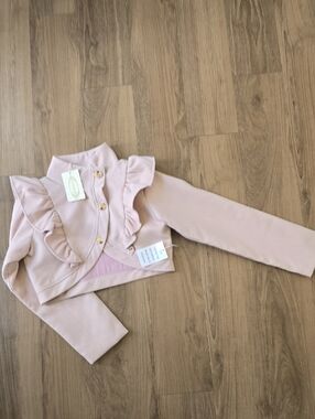 NWT Joyfolie Pink Ruffle Cropped Jacket